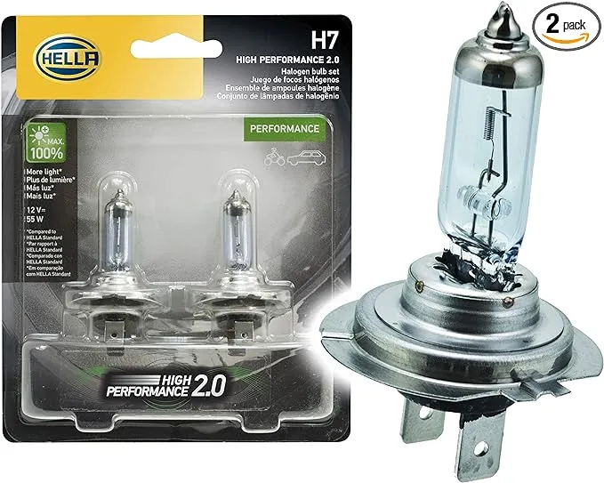 HELLA H7 2.0TB High Performance Bulb, 12V, 55W, 2 Pack