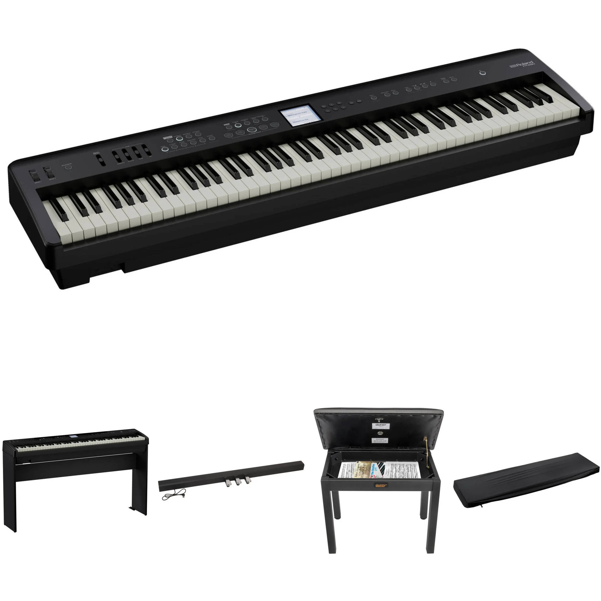 Roland FP-E50 88-Key Portable Digital Piano Kit with Custom Stand, 3-Pedal Unit, Bench, and Cover