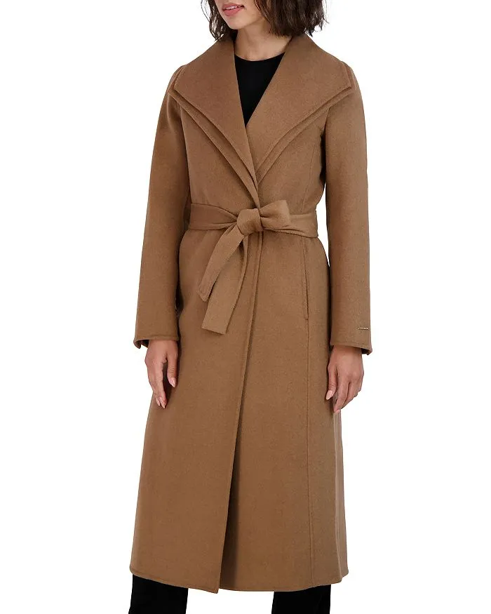 TAHARI Women's Maxi Double Face Wool Blend Wrap Coat