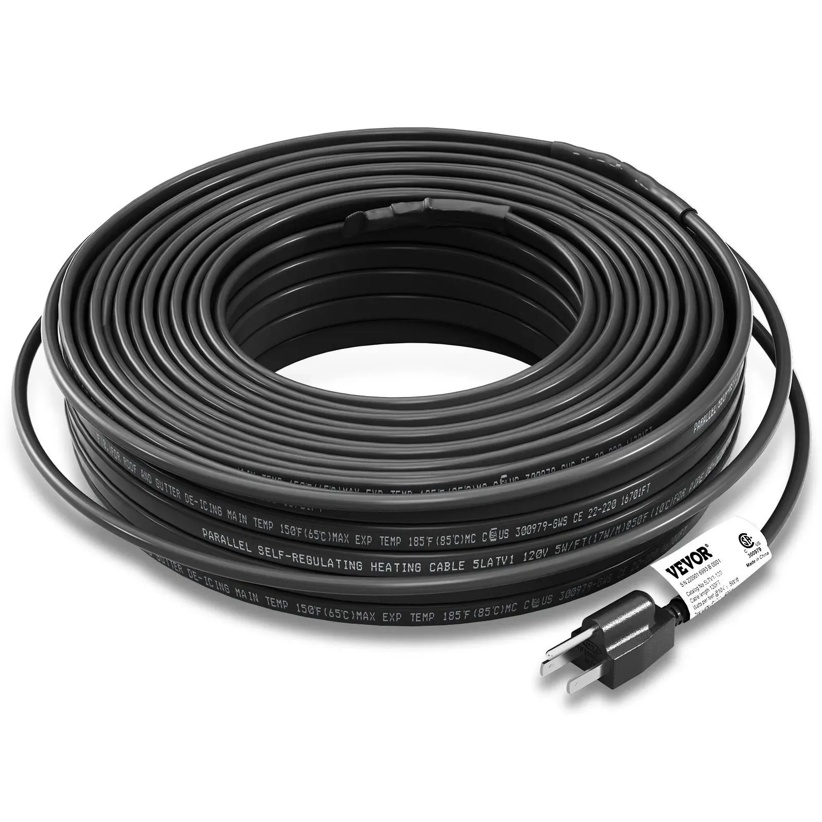 VEVOR Self-Regulating Pipe Heating Cable, 120-Feet 5W/ft Heat Tape for pipes ...