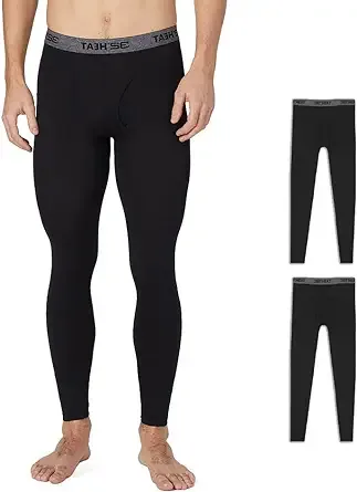 32 Degrees Men's 2-Pack Performance Lightweight Thermal Baselayer Legging Pant, Black/Black, Medium