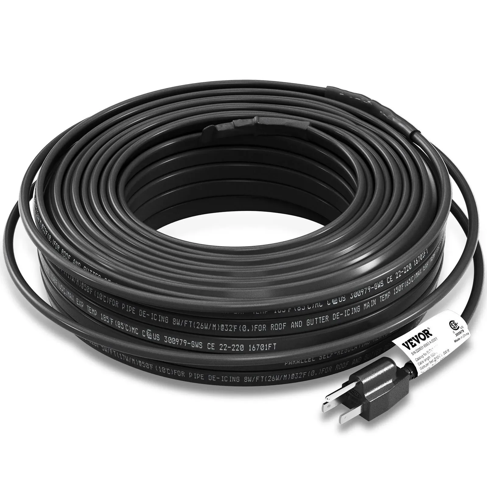 VEVOR 100 ft. Self-Regulating Pipe Heating Cable