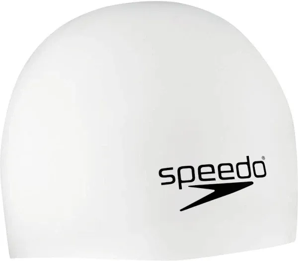 Speedo Elastomeric Solid Silicone Swim Cap - White