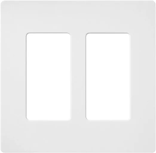 Lutron SC-2-SW Claro Satin 2-Gang Screwless Wallplate, Snow White