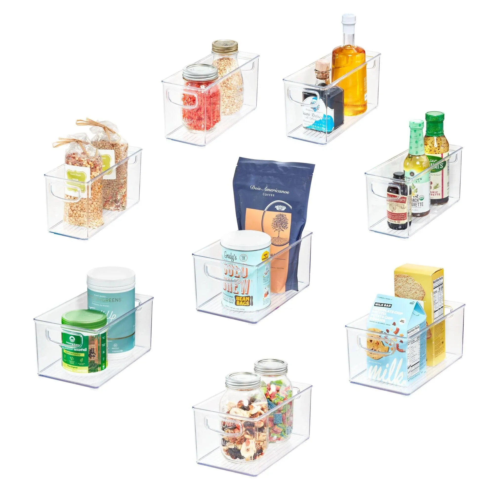 iDesign Linus 8-Piece Stackable Kitchen Organizer Bin Set