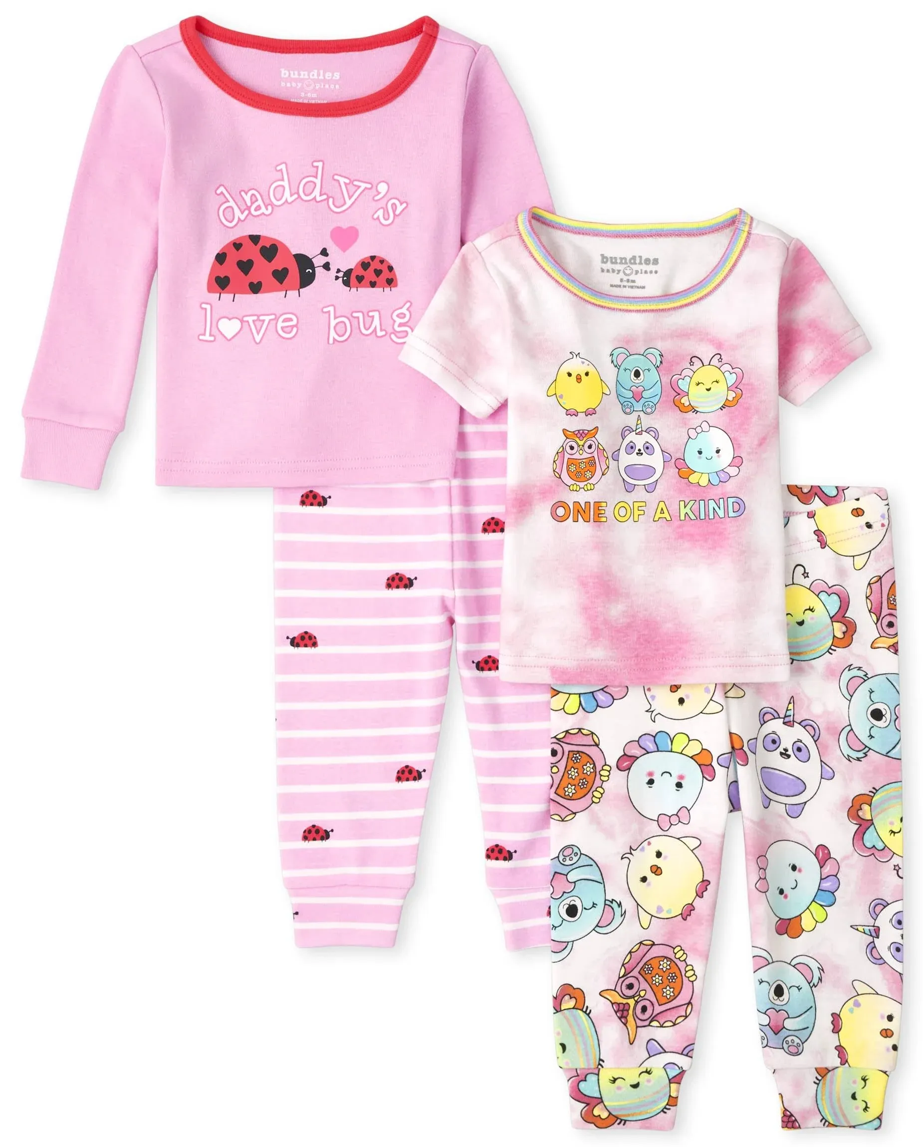 The Children's Place Baby Toddler Girls Snug Fit Cotton Mixed 2 Piece Pajama Sets