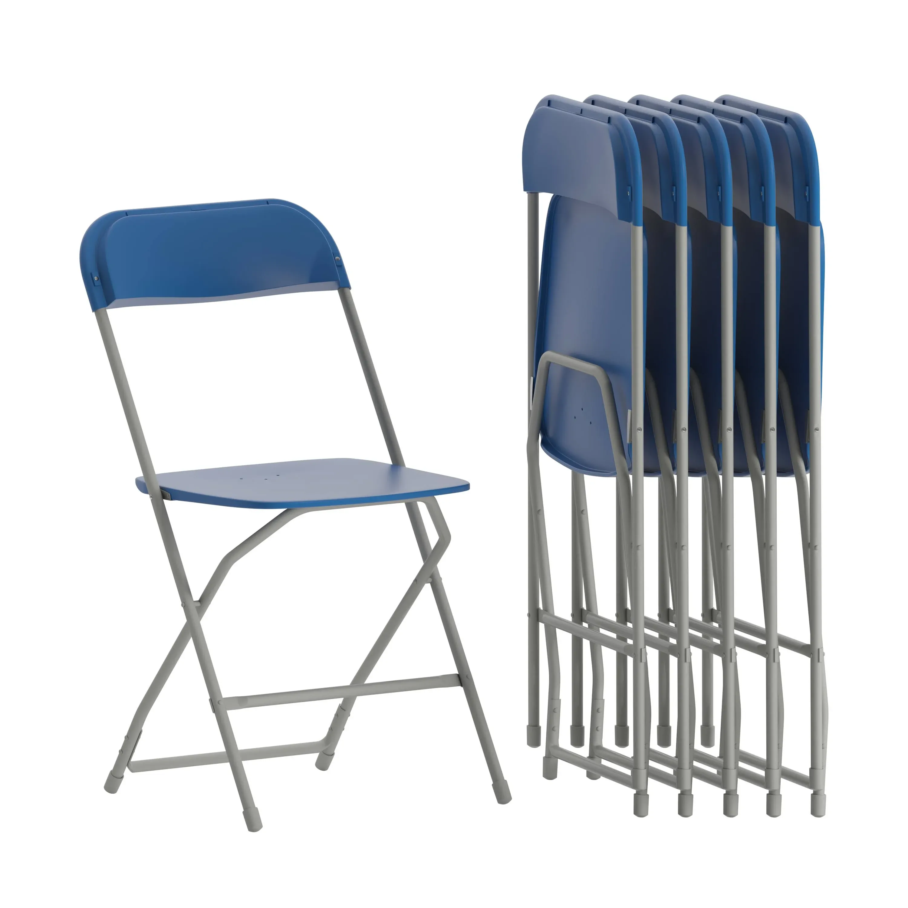 Set of 6 Folding Event Chairs Lightweight Business Rental Commercial Grade Blue