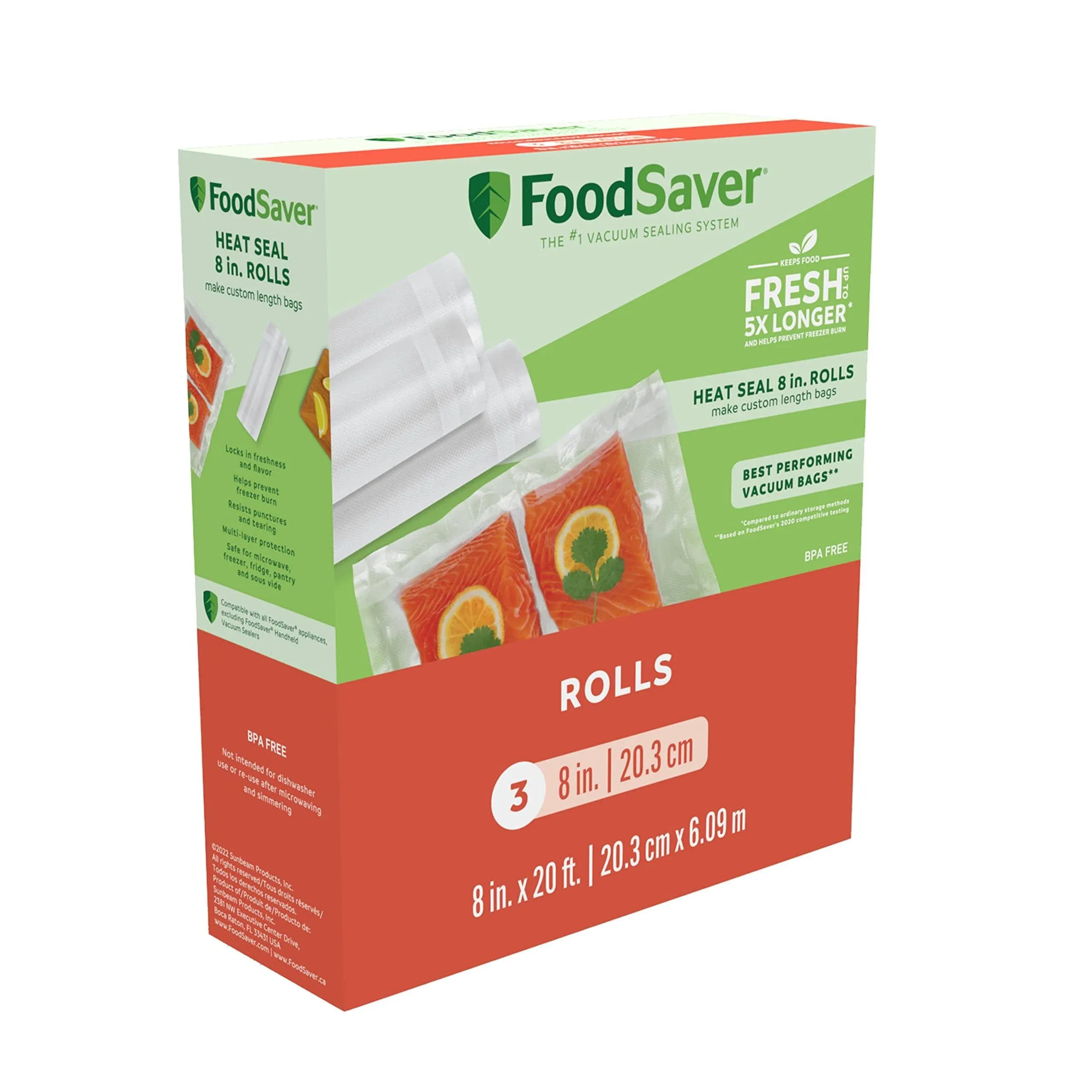 Foodsaver 8" x 20' Vacuum Seal Roll - 3 Pack