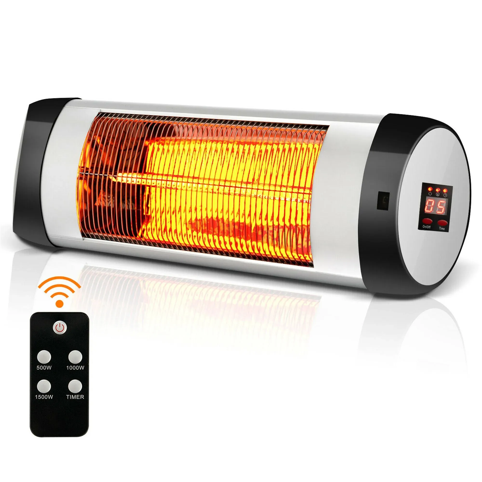 Costway Wall-Mounted Electric Heater Patio Infrared Heater w/ Remote Control