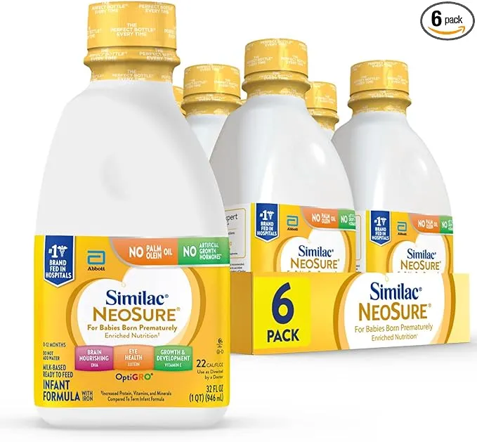 Similac NeoSure Premature Post-Discharge Infant Formula, Ready-to-Feed Baby Formula, 32-fl-oz Bottle, Pack of 6