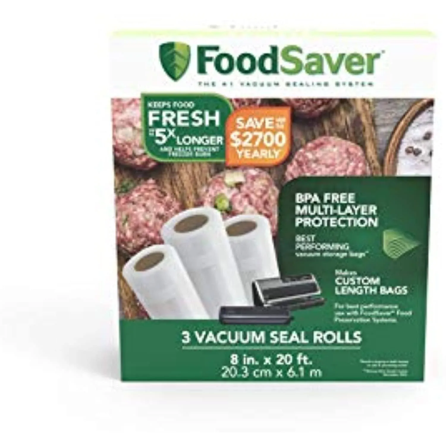 Foodsaver 8" x 20' Vacuum Seal Roll - 3 Pack