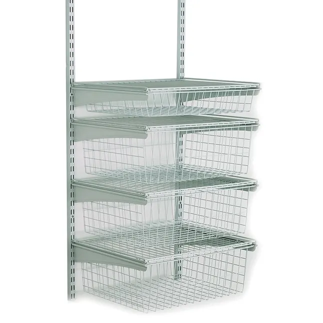 27 in. H x 21 in. W White Steel 4-Drawer Wide Mesh Wire Basket