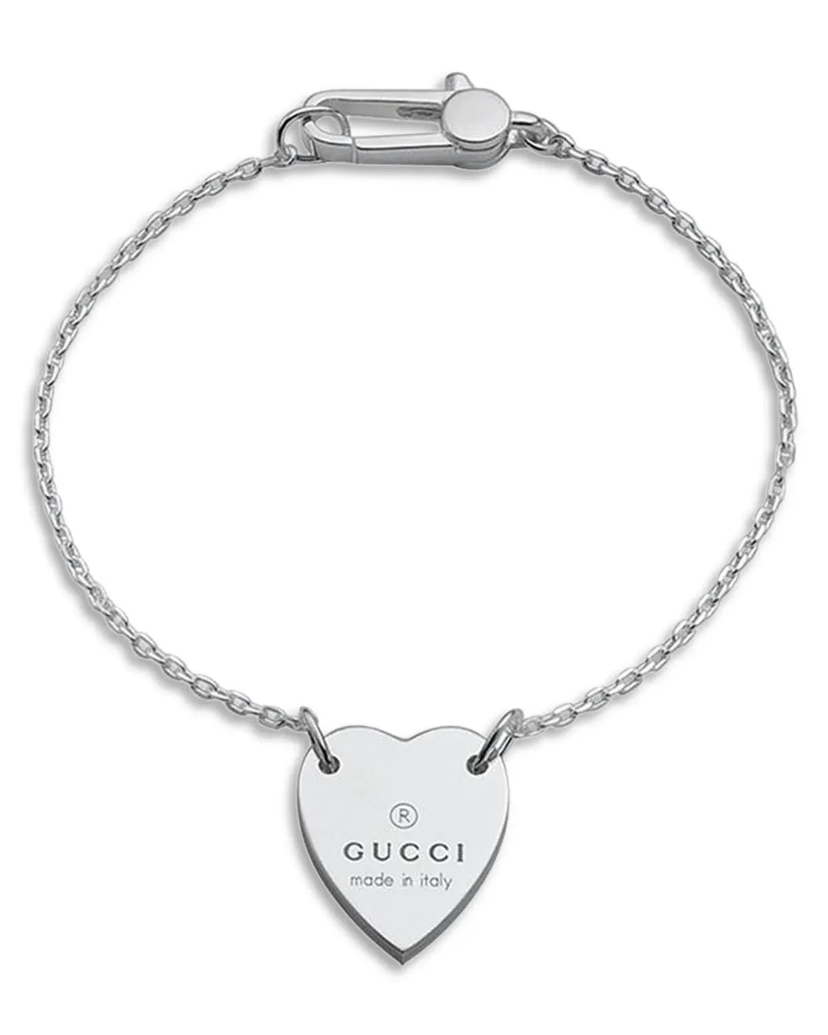 Sterling Silver Gucci Trademark Heart Bracelet