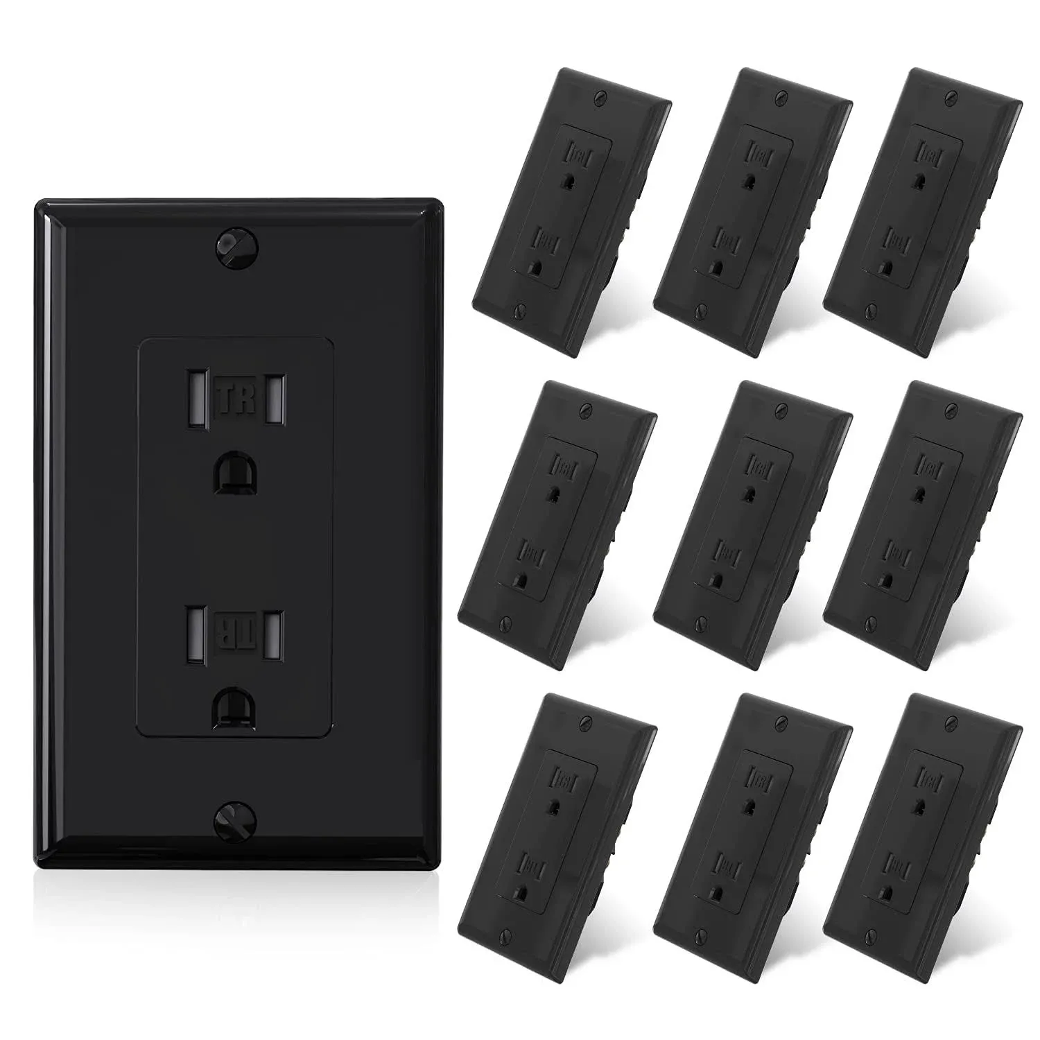 ELEGRP Decorator Wall Receptacle Outlet, Tamper Resistant 15 Amp Standard ...