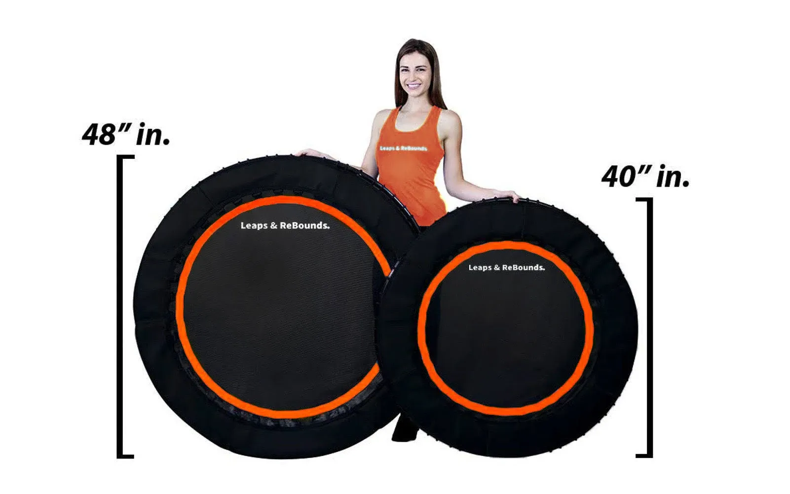 Leaps & Rebounds 40" Mini Fitness Trampoline & Rebounder Gym Equipment, Orange