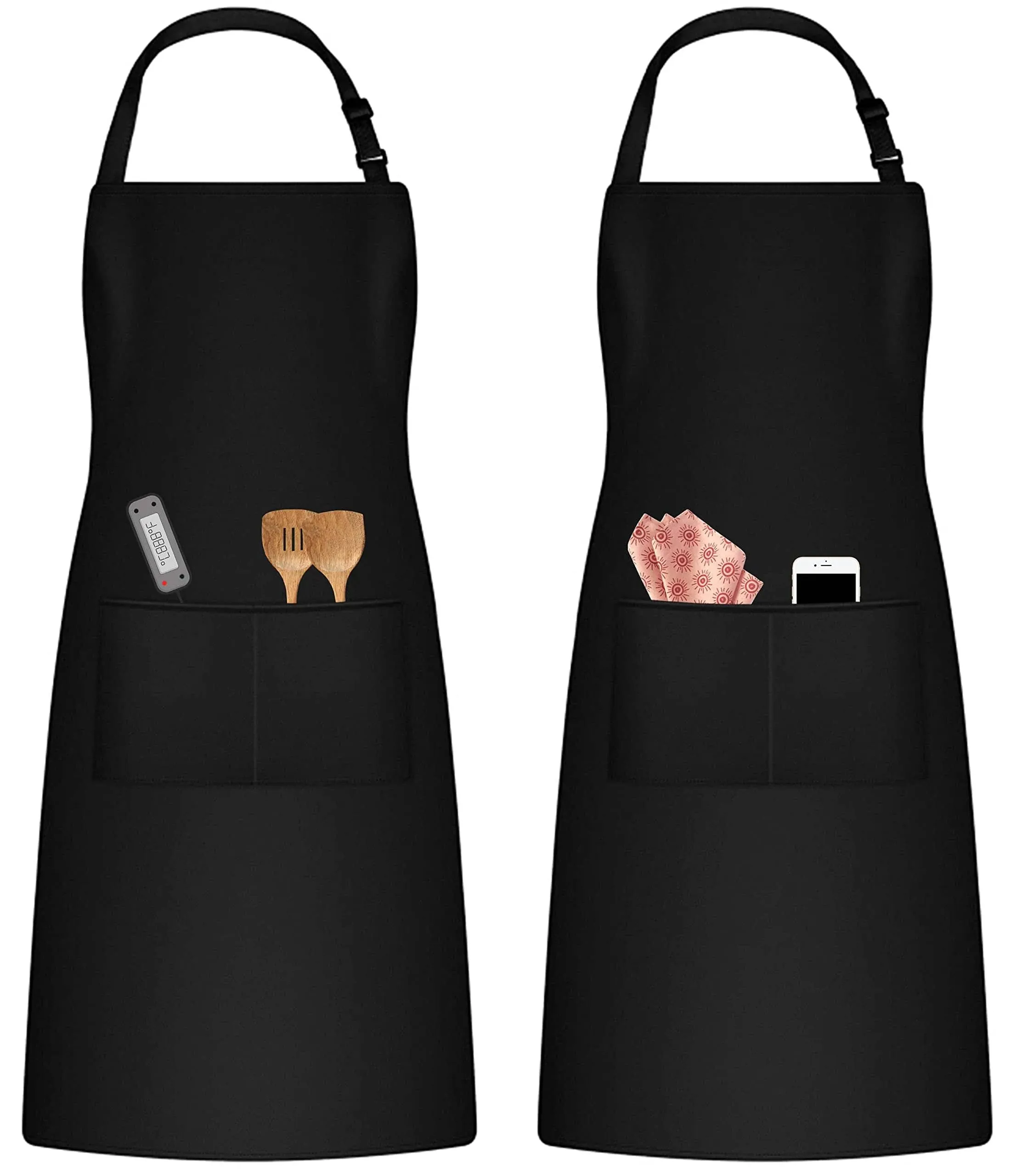 Komboh Unisex Chef Apron, Professional Grade Apron, Oil and Water Resistant, Heavy Duty Breathable and Adjustable with Large Straps and Large Pockets