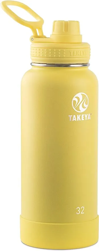 Takeya Actives 32 oz Insulated Stainless Steel Water Bottle with Spout Lid - Canary