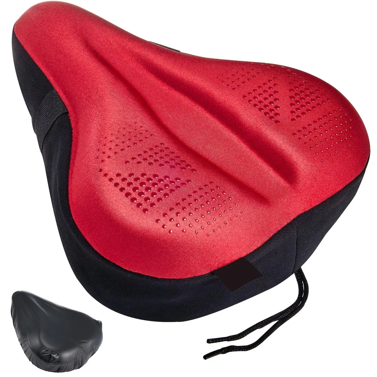 Zacro Accessories Exercise Bike Seat, Big Size Soft Wide Gel Bicycle Cushion for Cover, Red