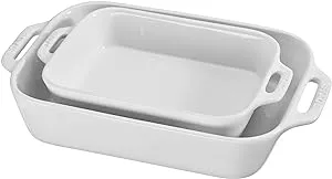 STAUB Ceramics Rectangular Baking Dish Set, 2 pc, White 