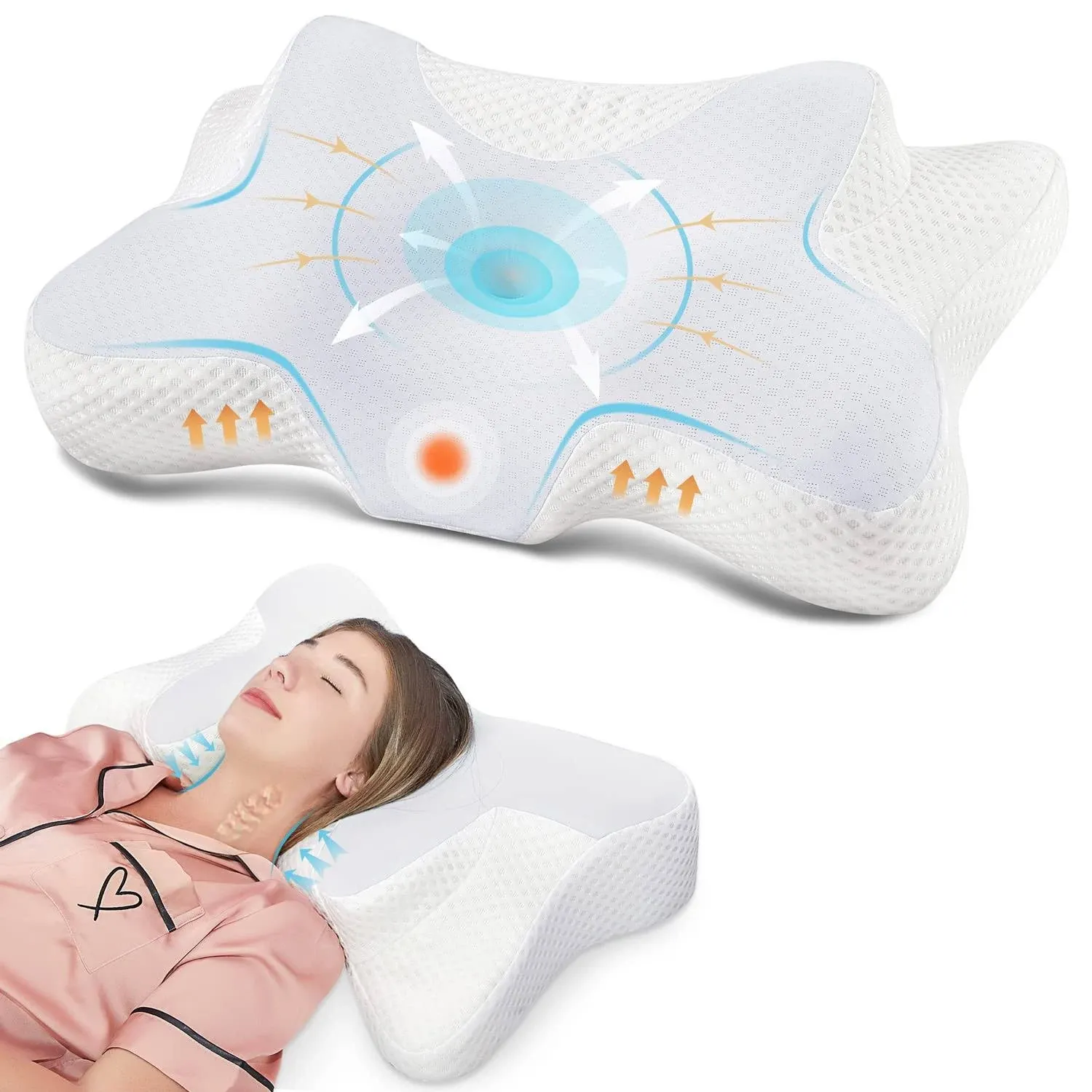 Contour Memory Foam Cervical Pillows for Pain Relief Sleeping,Ergon<wbr/>omic Orthoped