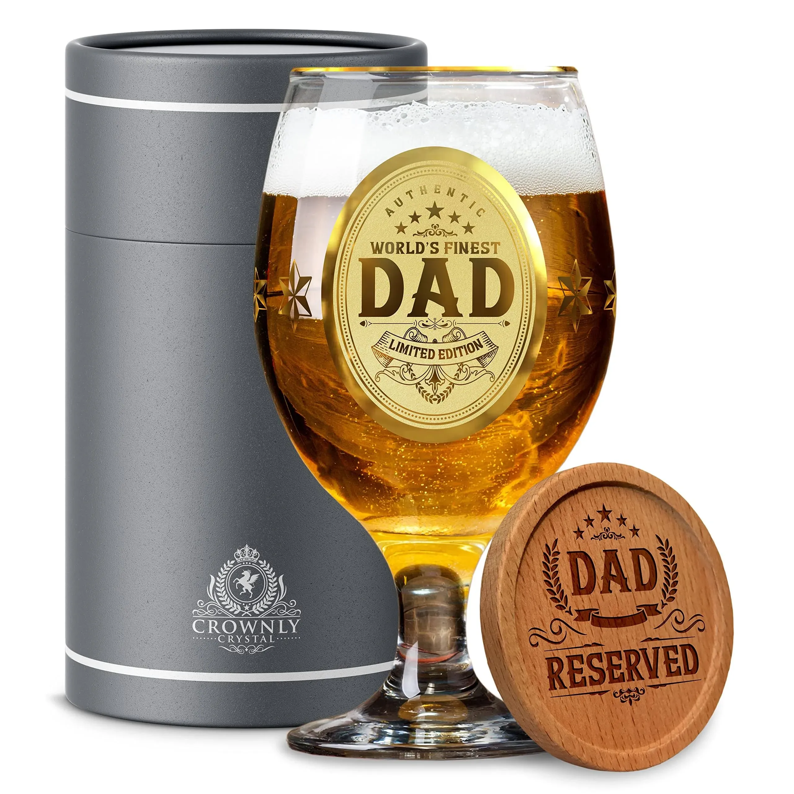 CROWNLY Crystal Kies Gift Gold Father's Day Gifts for Dad Birthday Gifts Beer ...