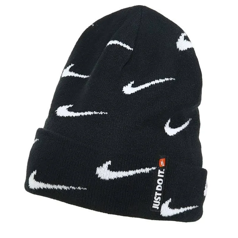 KIDS&#x27; NIKE SWOOSH REPEAT ALLOVER PRINT BEANIE AND GLOVES SET