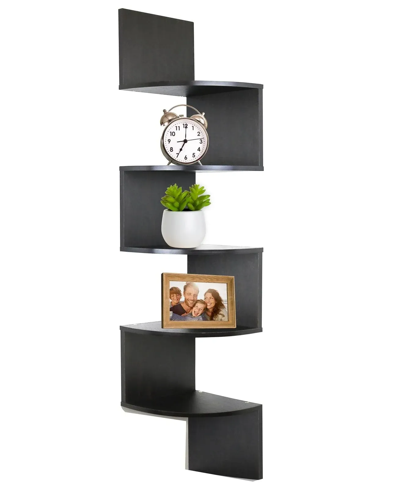 Greenco 5 Tier Floating Corner Shelves Wall Mount Dark Brown Espresso Finish New