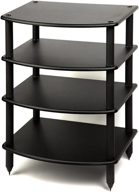 Pangea Audio Vulcan Four Shelf Audio Rack, Media Stand, and Components Cabinet 4 Shelf Carbon