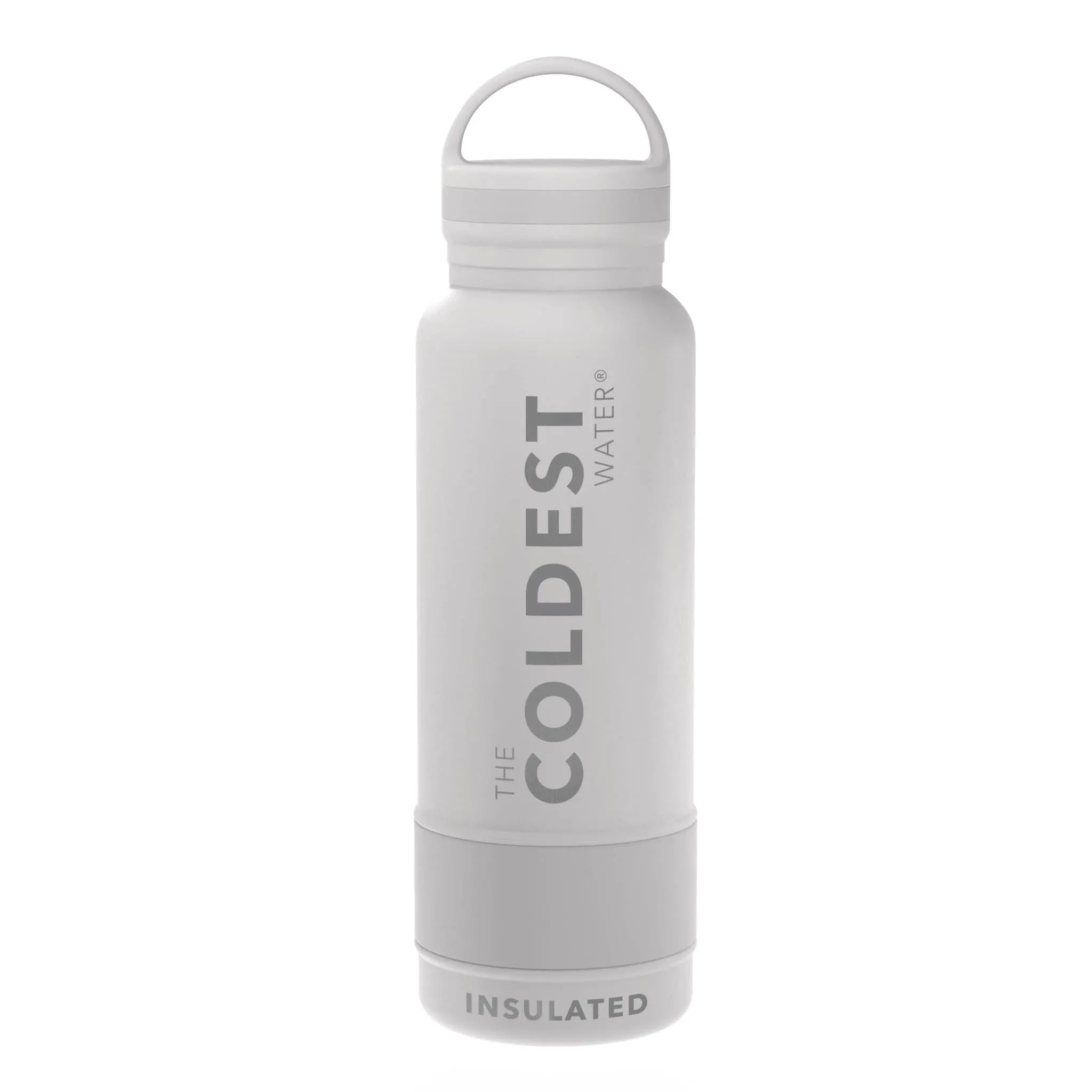 Coldest Water Bottle with Handle Lid | Leak Proof, Stainless Steel, Triple Walled Bottles (21 oz, Epic White)