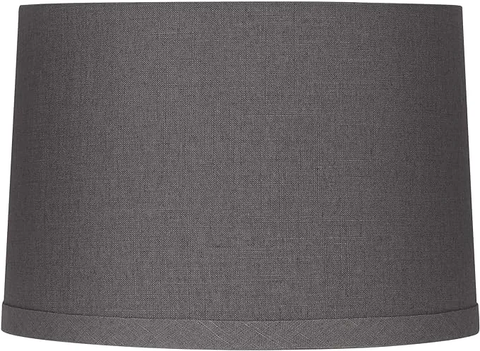 Gray Linen Medium Drum Lamp Shade 15" Top X 16" Bottom X 11" High X 11" Slant (spider) Replacement W In Grey