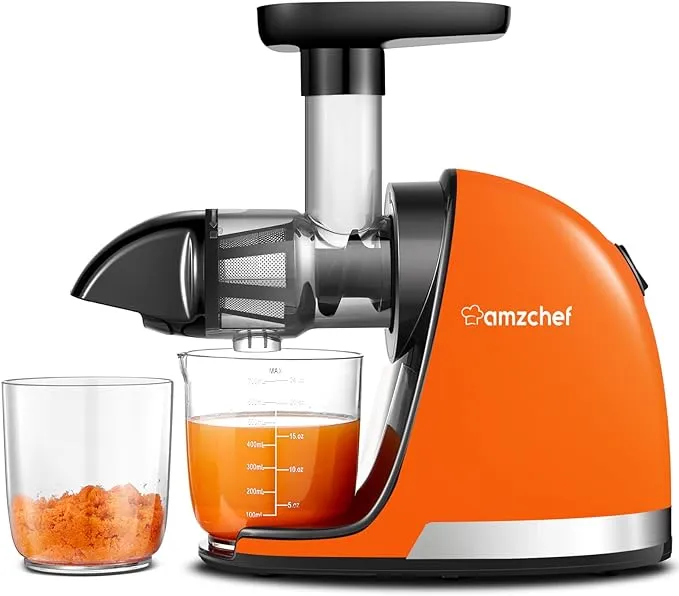 Slow Juicer AMZCHEF Masticating Juicer Machines with Reverse Function Cold Press Juicer with Brush