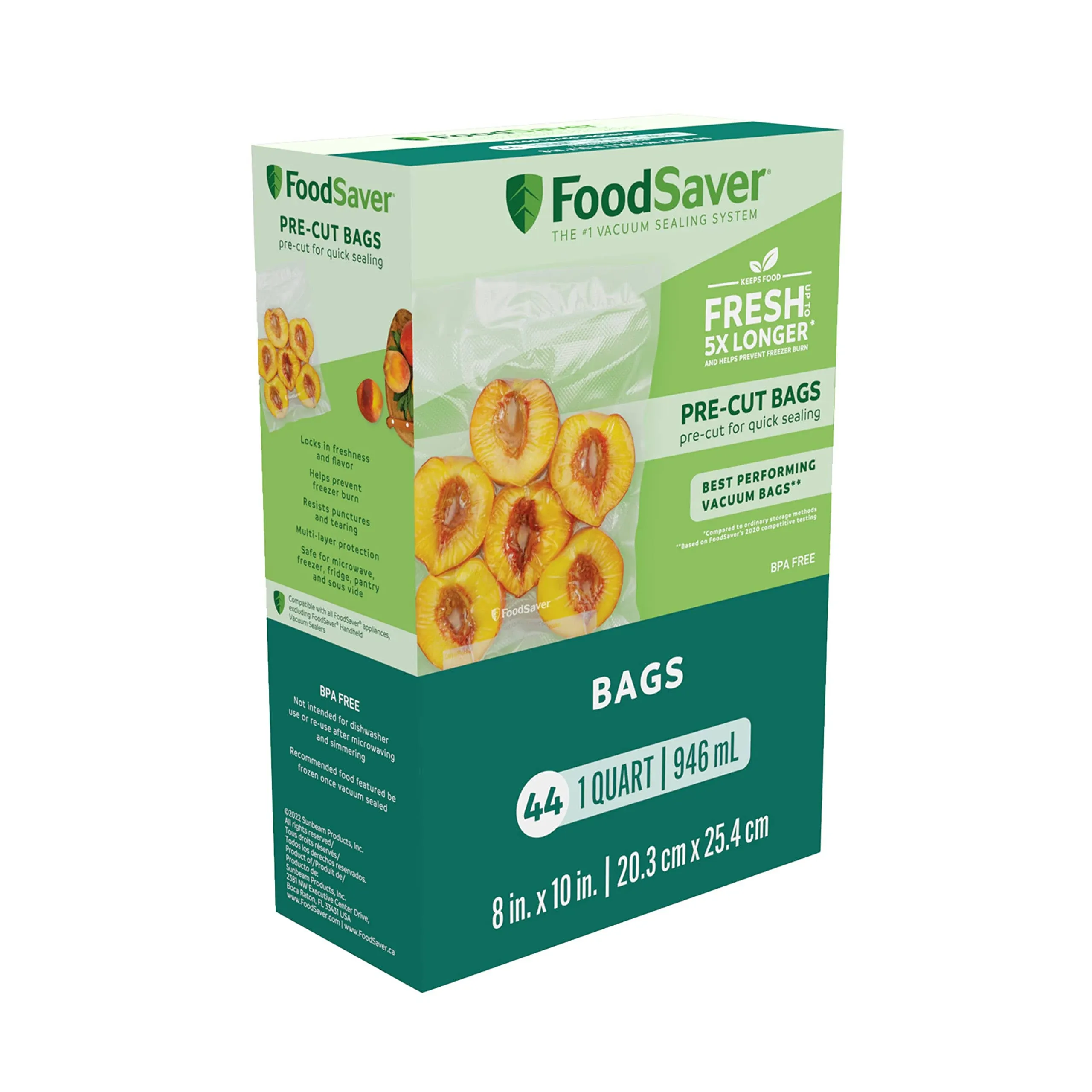 FoodSaver Heat-Seal Bags, Pre-Cut, Quart Size - 44 bags