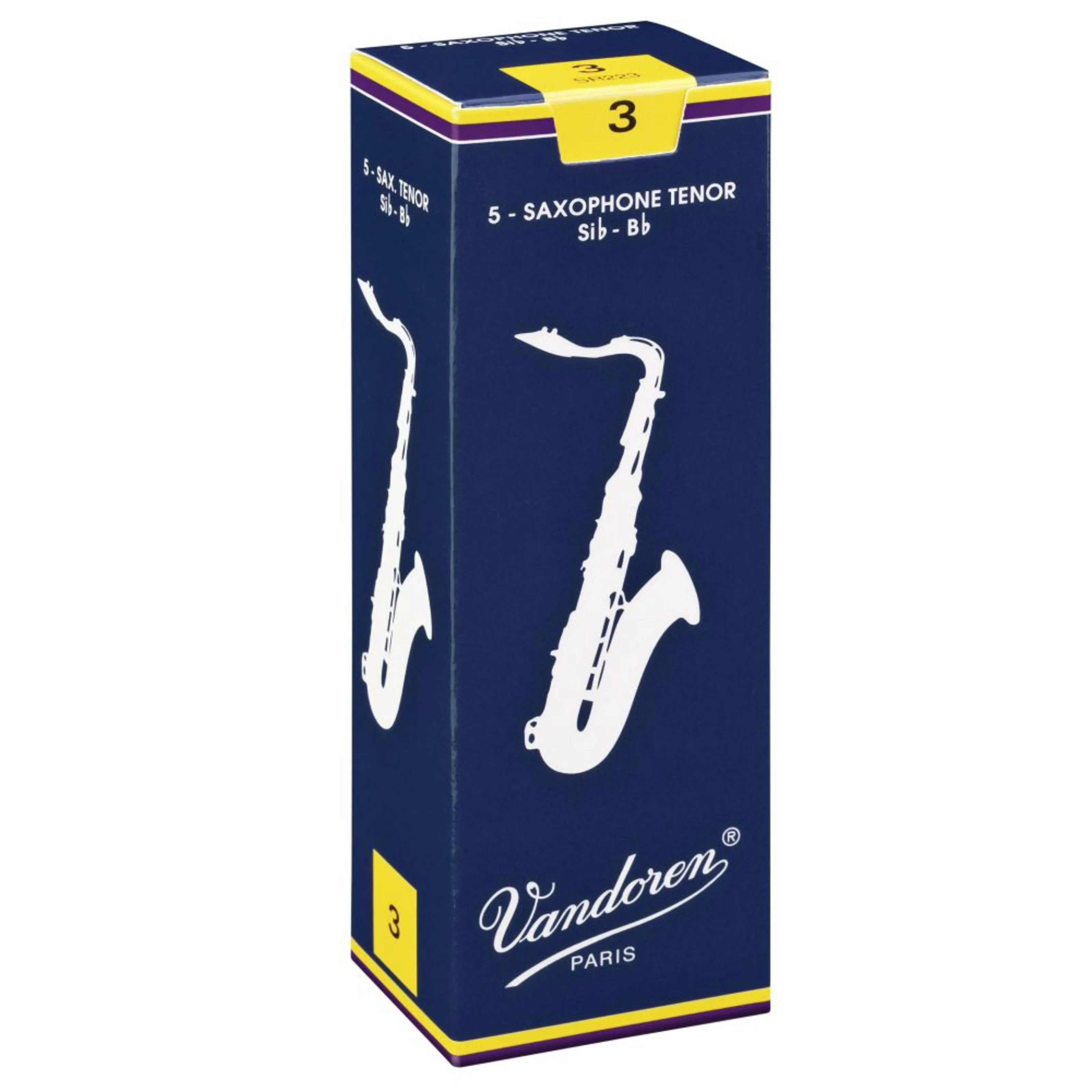 Vandoren SR223 Traditional Bb Tenor Sax Reeds - Strength 3.0 (Box of 5)