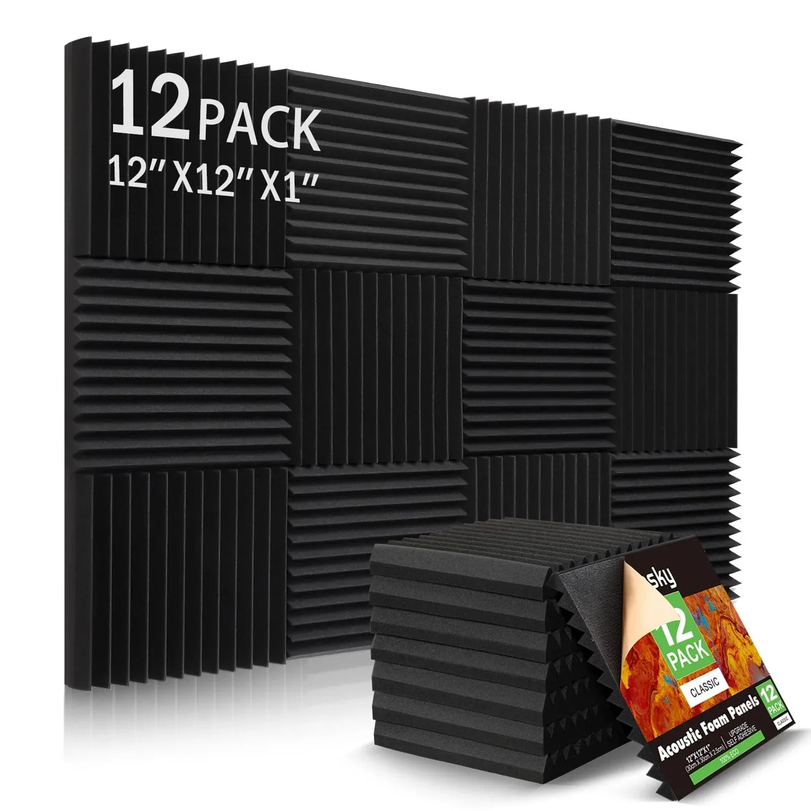 12 Pack Sound Proof Foam Panels Studio Acoustic Foam Panels 1 X 12 X 12Soundproo