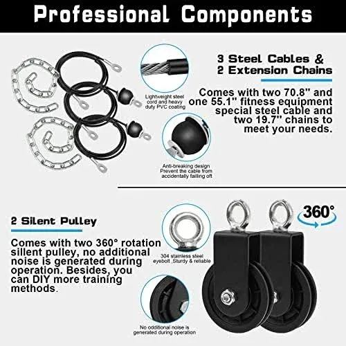 Weight Cable Pulley System Gym, Upgraded Cable Pulley Attachments for Gym LAT Pu