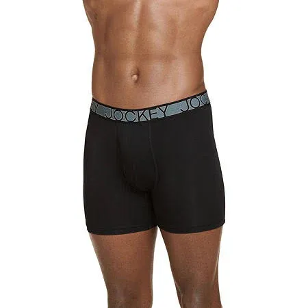 Jockey Men's Active Microfiber 5" Boxer Brief - 3 Pack 2XL Black