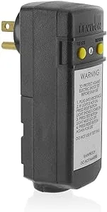 Leviton 16693 15-Amp, 120-Volt, Grounded, Compact Automatic Reset Right Angle GFCI, RoHS Compliant, Black