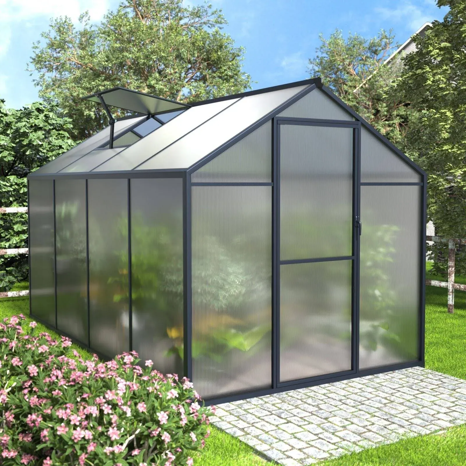 Veikous Walk-In Greenhouse Kit with Adjustable Roof Vent