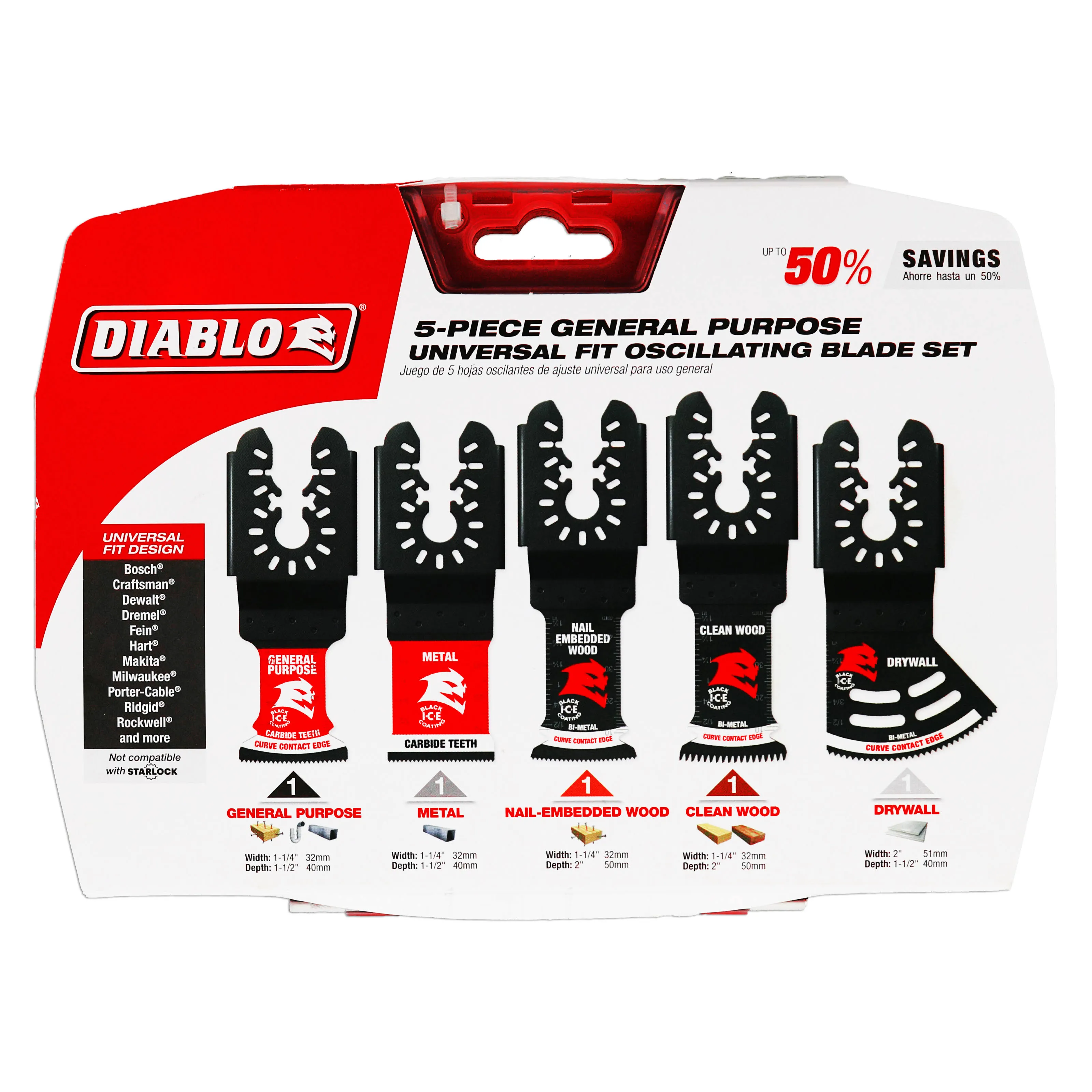 Diablo Tools 5-Piece Universal Fit General Purpose Oscillating Blade Set