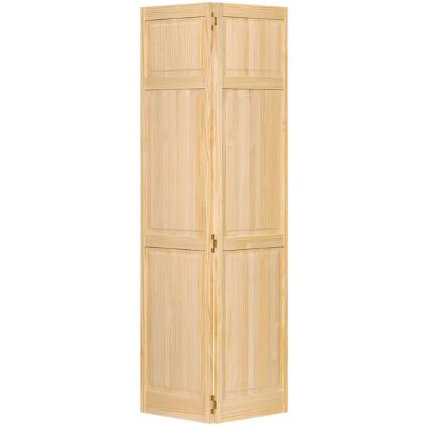 24 in. x 80 in. 24 in. Clear 6-Panel Solid Core Unfinished Wood Interior Closet Bi-Fold Door