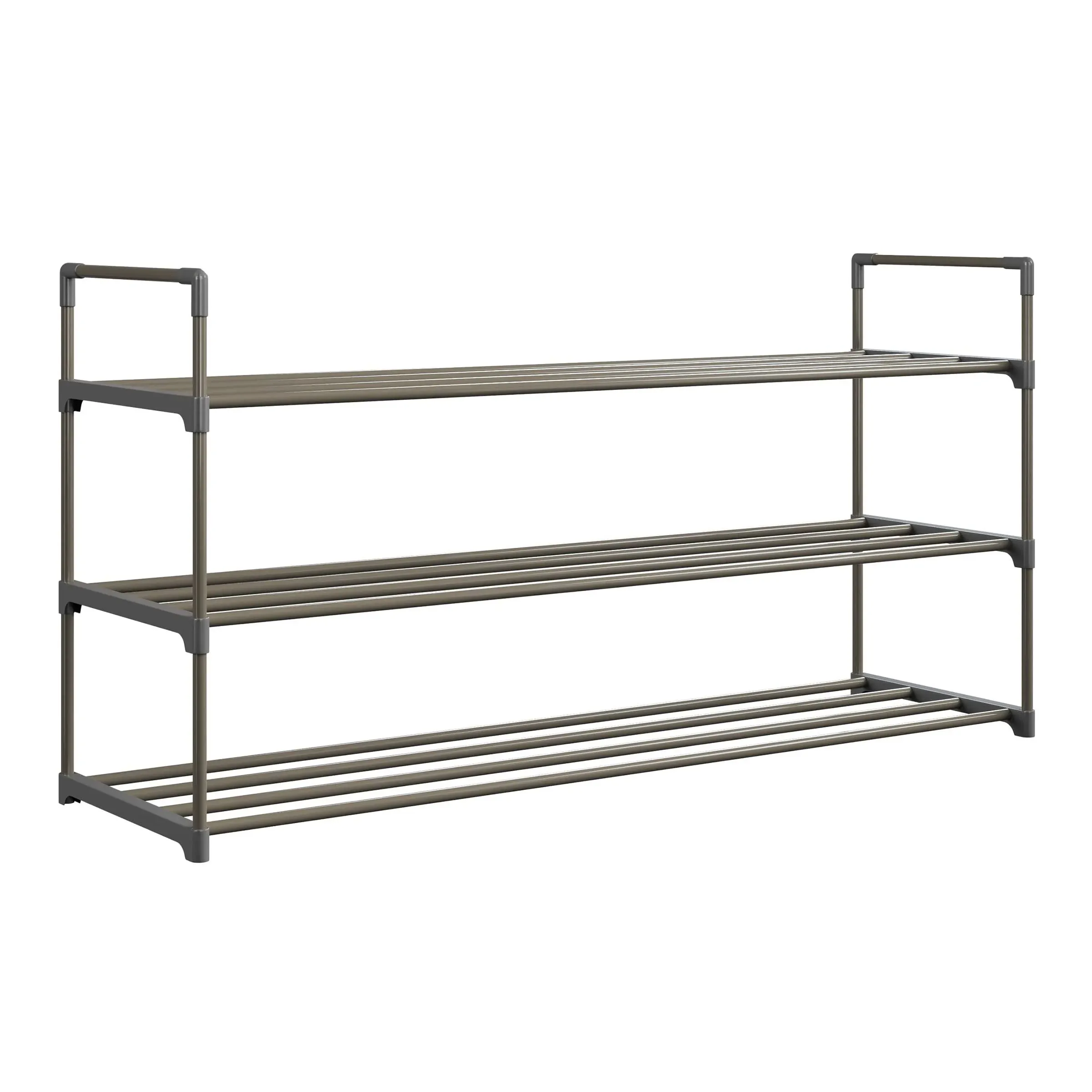 21.2 H 18-Pair 3-Tier Gray Plastic Shoe Rack