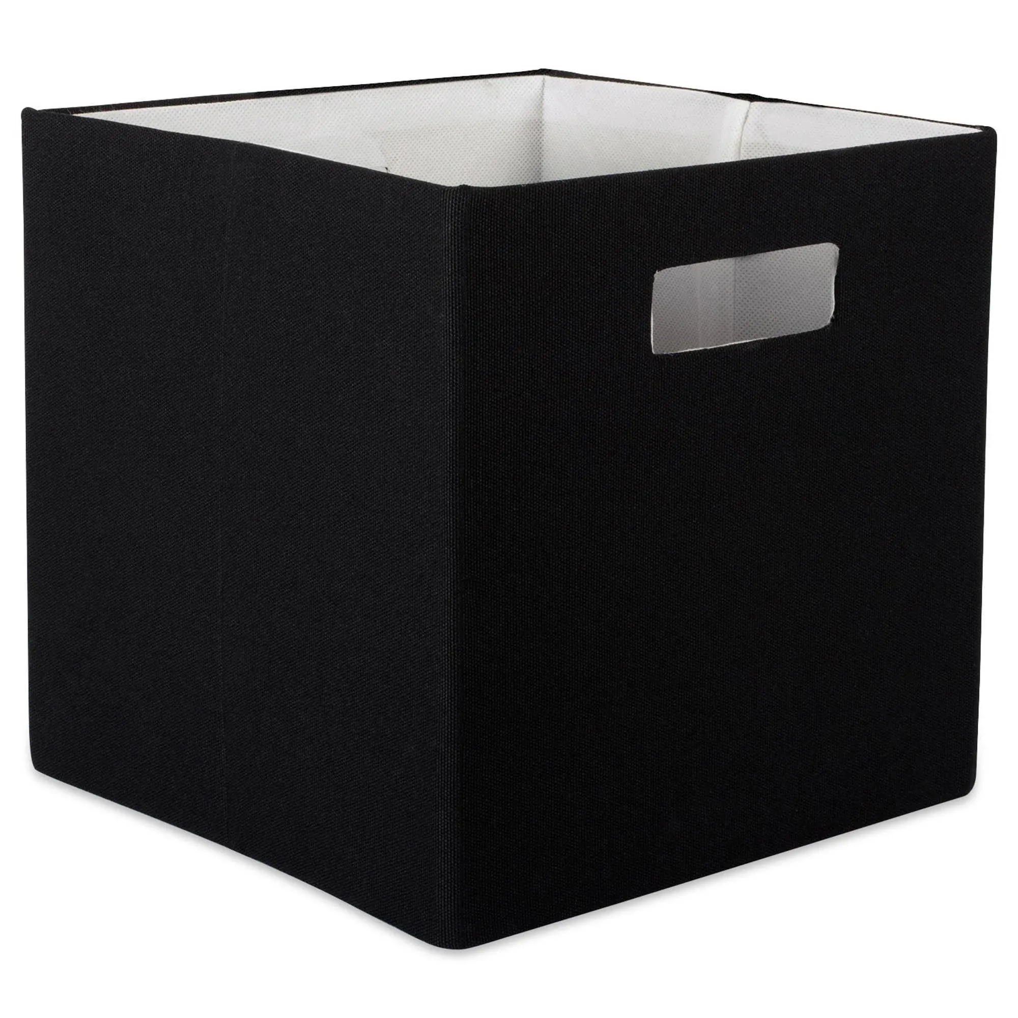 DII 12.9&#034; Square Modern Polyester Cube Solid Storage Bin in Black