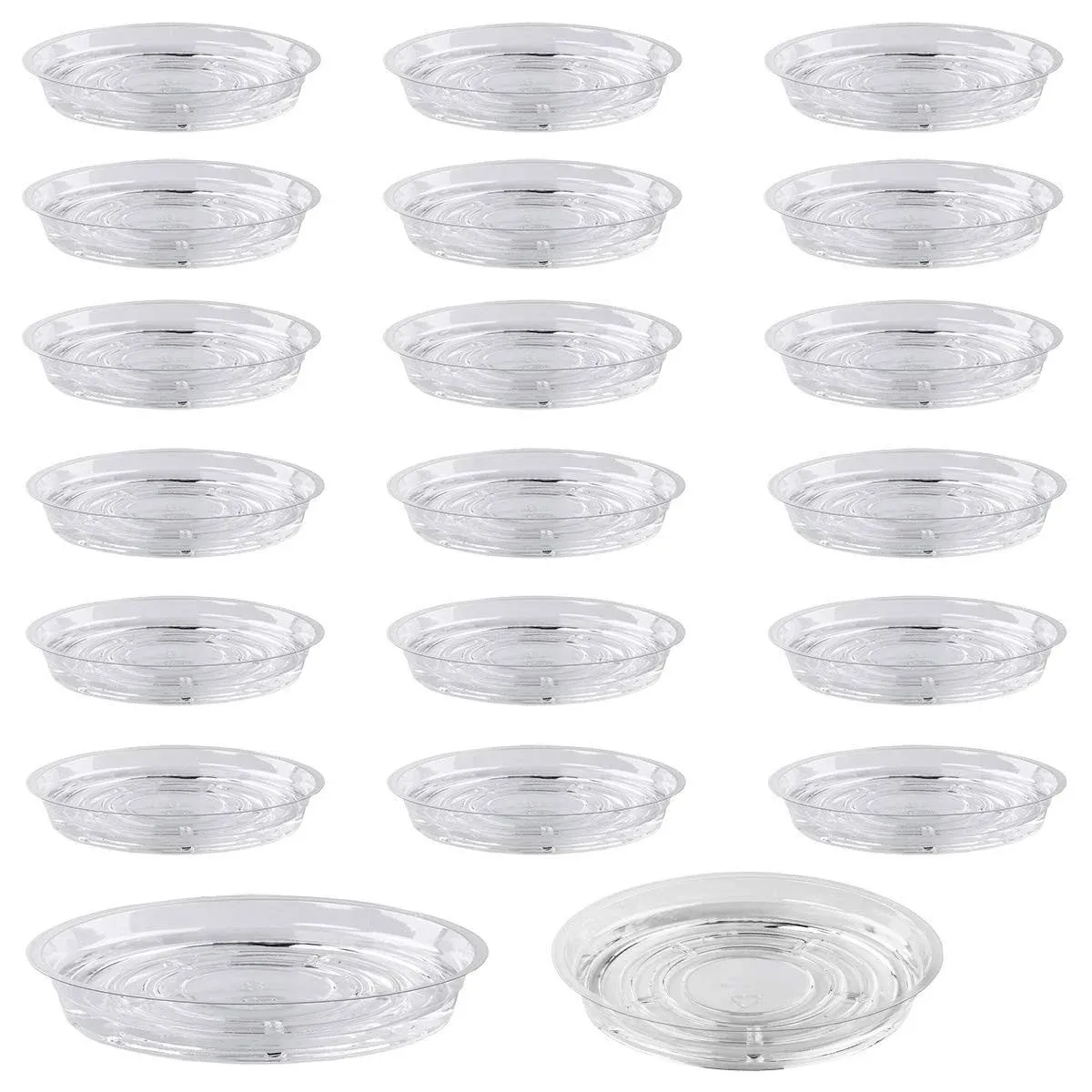 UltraOutlet 20 Pack Clear Plastic Plant Saucer Drip Trays Small Plant Plate Dish for Indoor Flower Pots and Planters, Bulk (8 inch)