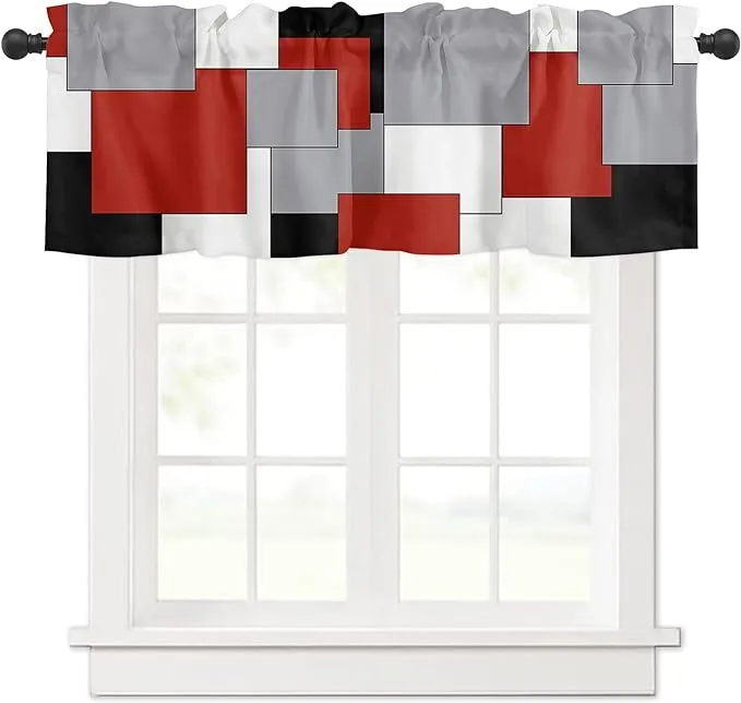 Irregular Geo Curtain Valance 54&#034; X 18&#034; Block Window Valances Rod Pocket Curtain