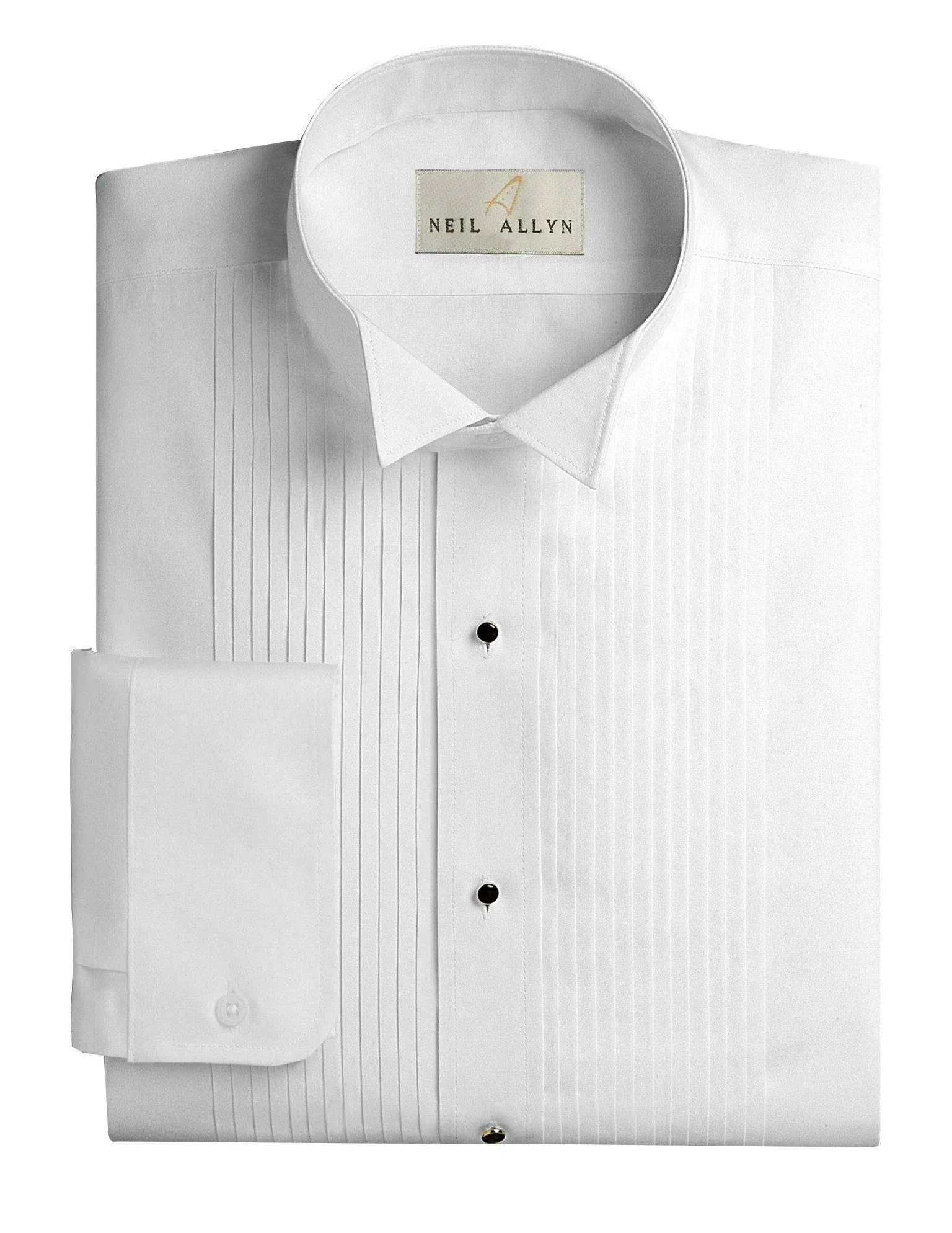 Neil Allyn Men's Wing Collar 1/4" Pleats Tuxedo Shirt