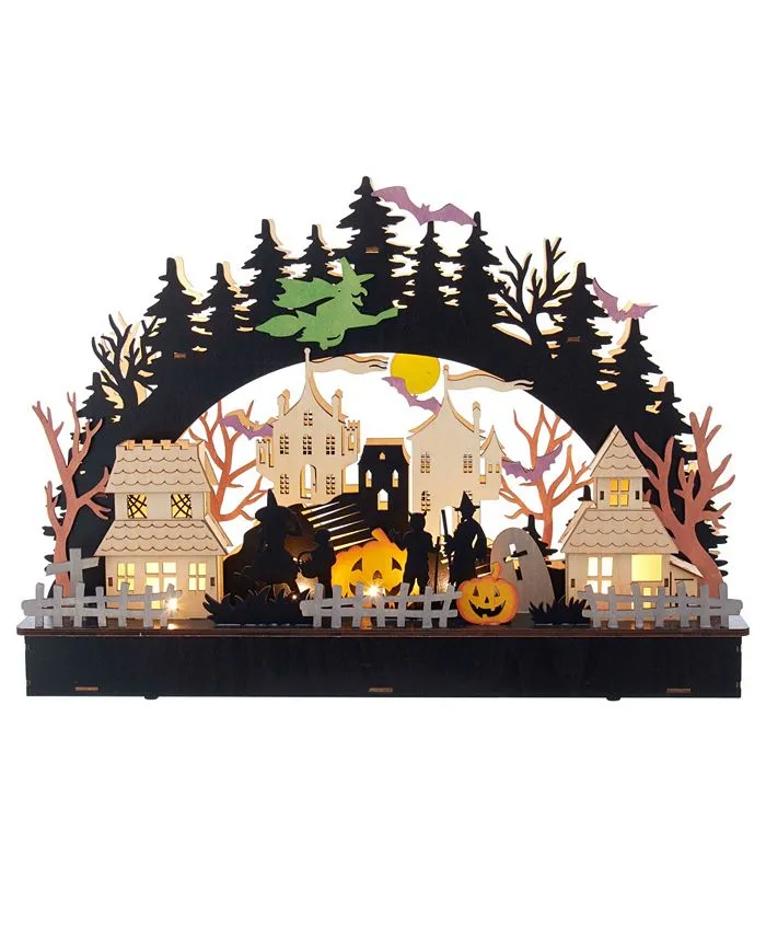 Battery-Operated Lighted LED Wooden Halloween Village House