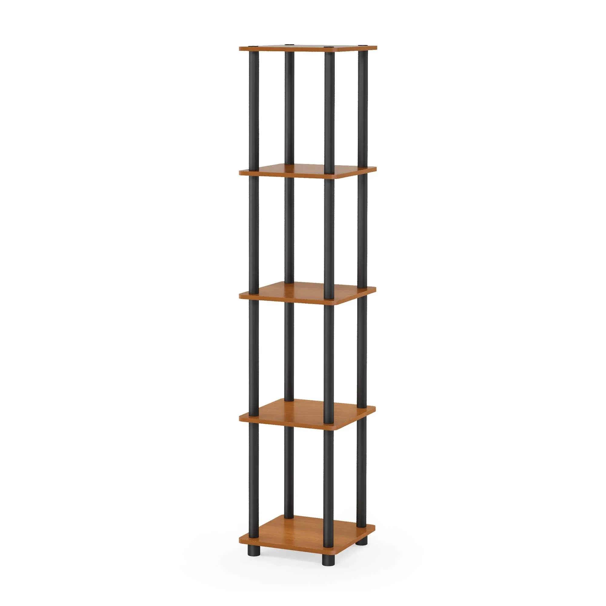 5-Tier Square Corner Shelf Home Office Organizer Tower Display Rack Brown/Black