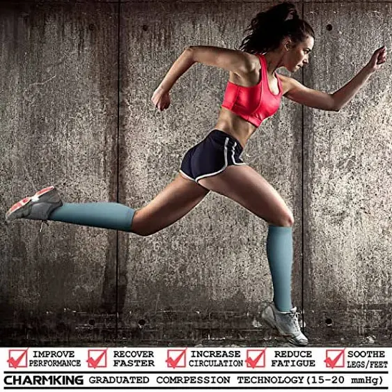 CHARMKING Compression Socks for Women & Men Circulation 15-20 mmHg is Best Athletic for Running