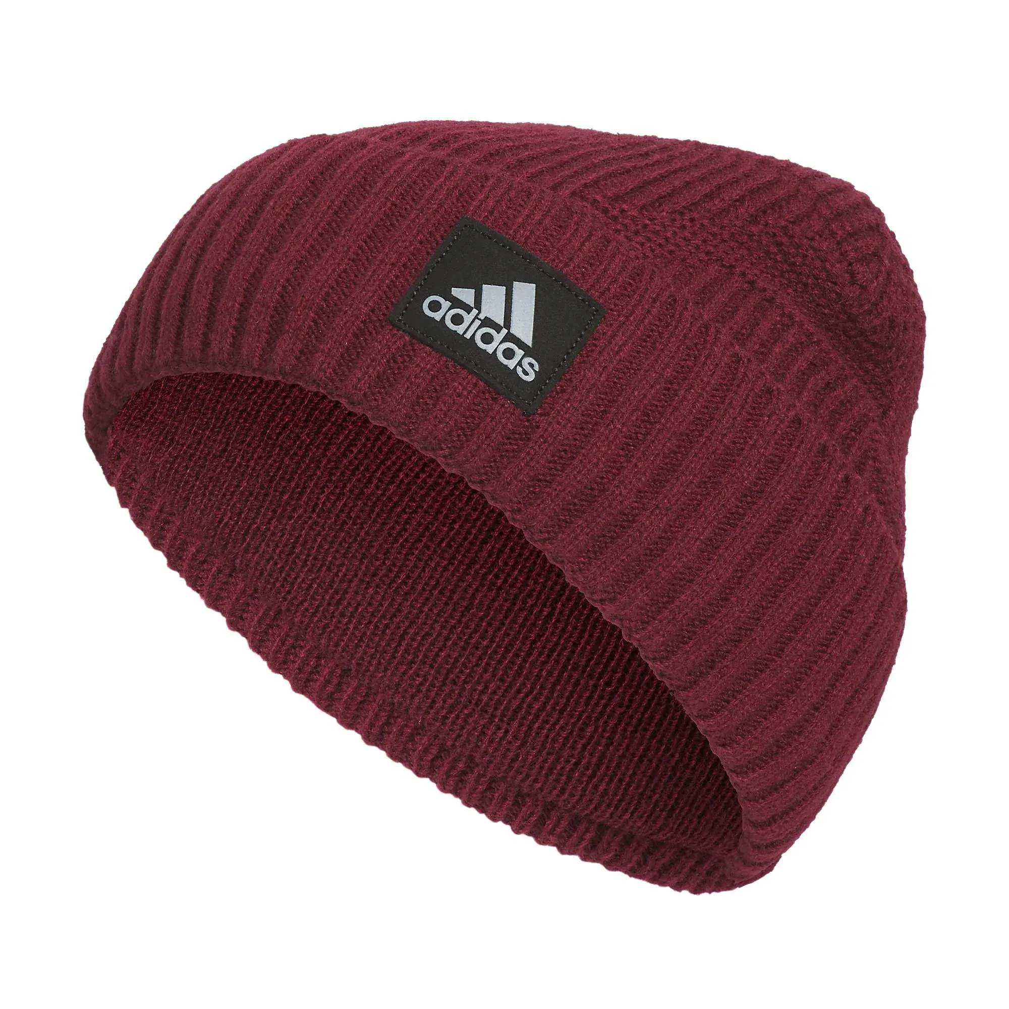 Adidas Men's Pine Knot 4 Fold Beanie, Shadow Red/Black/Grey