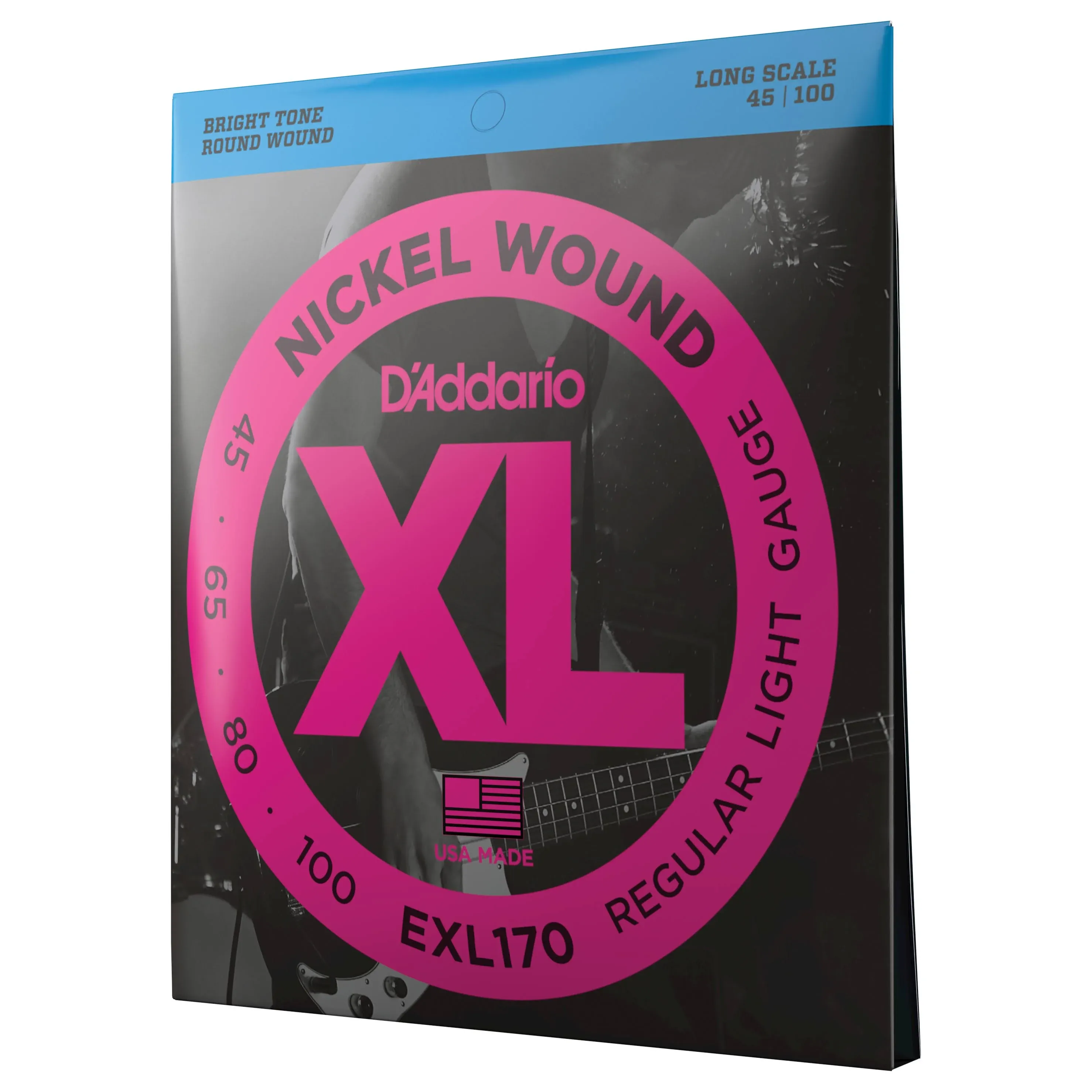 D'Addario EXL170 Nickel Wound Bass Strings, Light, 45-100, Long Scale